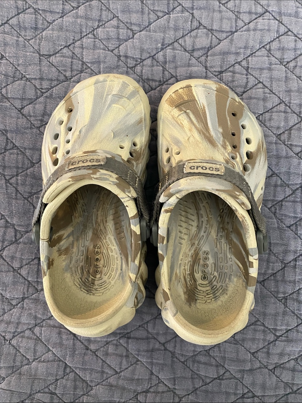 CROCS Kids' Bone Beige and Brown Camo Classic Clog